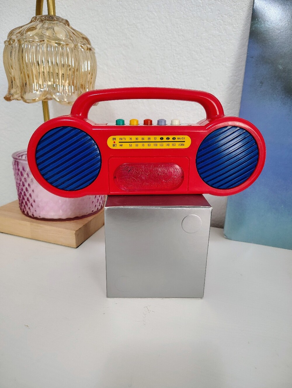 Vintage 90s My Own Band Radio Toy Red Boombox Beatbox Stereo NOS Elvis